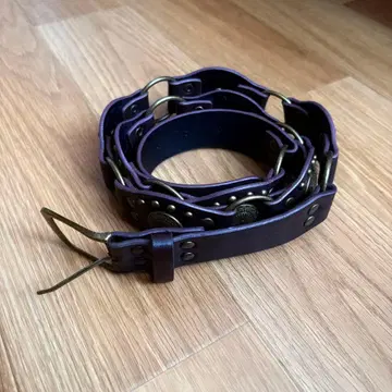 웨스턴 리벳 가죽 콘초 벨트 / 브라운