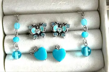 안나수이 스카이블루 나비 모티브 귀걸이 3way