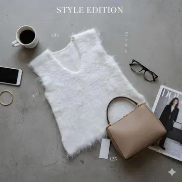 Pierrot 기모 V넥 니트 베스트 화이트 L 사이즈