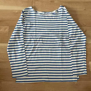 FRAMeWORK 화이트 파랑 스트라이프 바스크 보더 긴팔 T셔츠