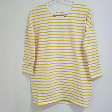 새상품 투모로우랜드 맥피 화이트 옐로우 컬러 보더 티셔츠 일본제