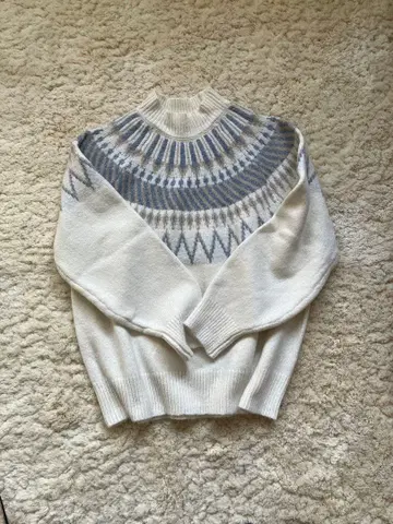 Te chichi TERRASSE 노르딕 무늬 하이넥 니트 화이트