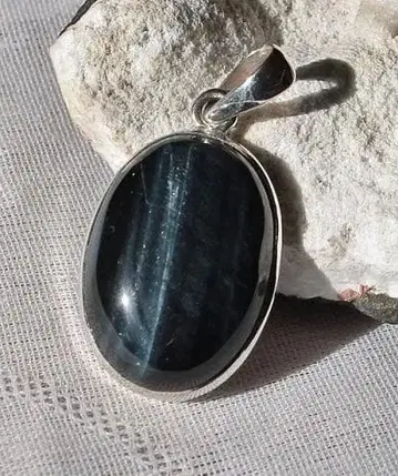 호크스아이 오벌 카보숑 실버 펜던트 decph06i