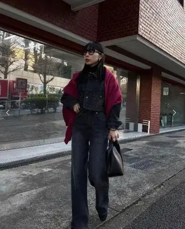 AMERI 하이 웨이스트 루즈 데님 25 블랙