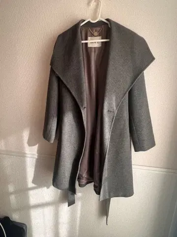 ROPE 그레이 롱 코트 허리 벨트 포함