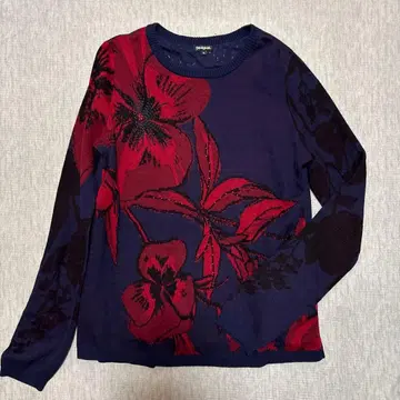 새상품급 데시구알 비쥬가 귀여운 백산 디자인 니트 M 다크 퍼플