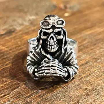 스털링 실버 925 반지 스컬 파일럿 반지