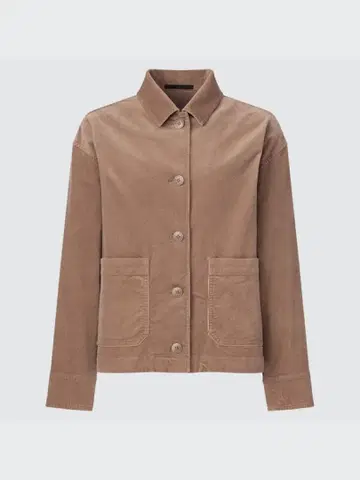 [유니클로] 코듀로이 자켓 크롭 기장 스트레치 버튼 브라운 S