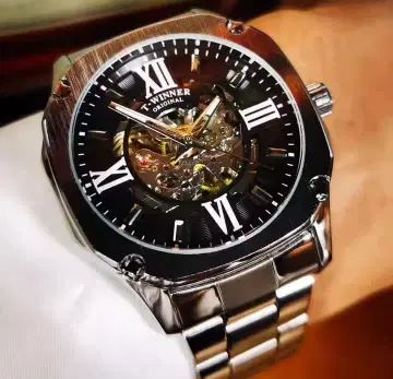 T.WINNER 자동 시계 스켈레톤 블랙