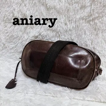 aniary : 다크 브라운 가죽 바디백
