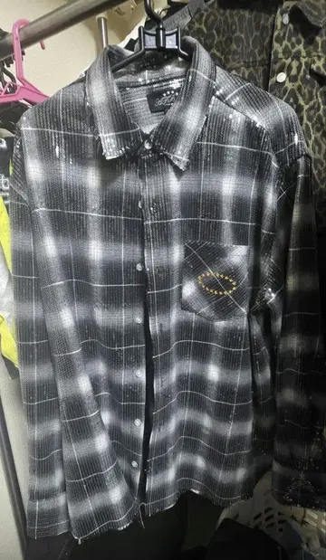 AFB 스팽글 플란넬 셔츠 블랙