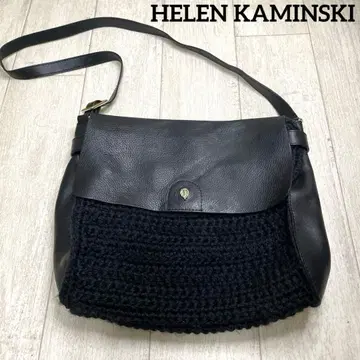 새상품급 HELEN KAMINSKI 니트 가죽 절개 백 블랙