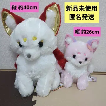 구미 쵸콘 여우 봉제 인형 BIC 금색 딸기 대복 2체 세트