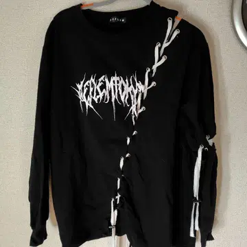 reflem 레이스업 디자인 긴팔 T셔츠 블랙