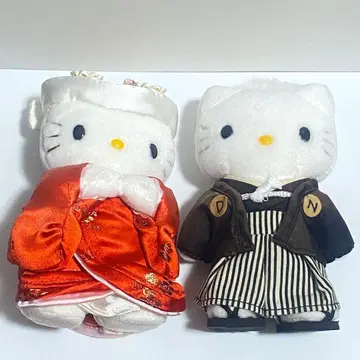 헬로키티 다니엘 결혼식 의상 웨딩 일본 의류 봉제 인형 2개 세트