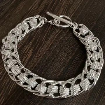 멕시칸 주얼리 실버 925 팔찌 더블 체인 토글