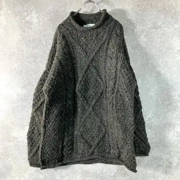 C.C.H.IMPORT 에콰도르 니트 스웨터 그레이 무지 하이넥