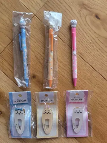 치이카와 (먼작귀) 펜과 헤어 클립 세트