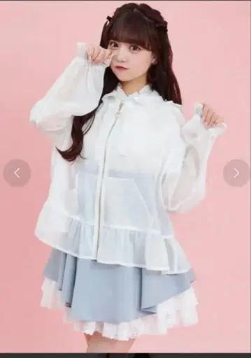 시크릿허니 레이스업 쉬폰 후드티