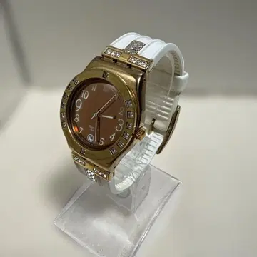 swatch IRONY 브라운 다이얼 스톤 부착 손목시계