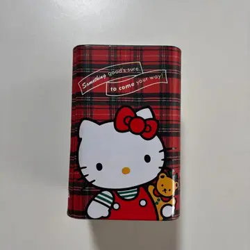 레어 헬로키티 타탄 체크 캔 필통