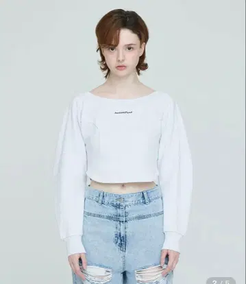 InstantFunk 크롭 맨투맨 오프숄더 그레이