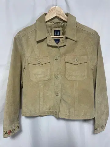 GAP 가죽 자켓 꽃무늬 자수 숏 기장 돈피 키즈 XL 12