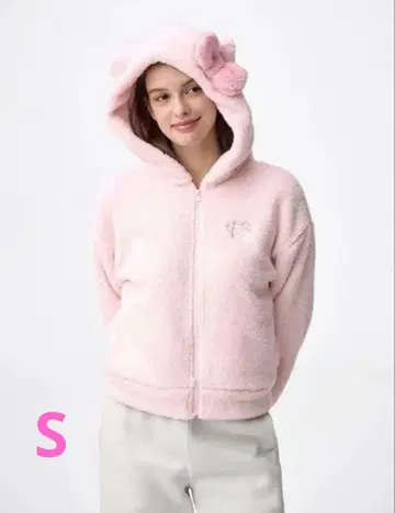 GU 산리오 콜라보 헬로키티 마쉬멜로우 느낌 풀 집업 후드티 새상품