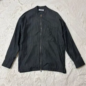 어태치먼트 5.5oz 데님 원 워시 밴드 카라 셔츠