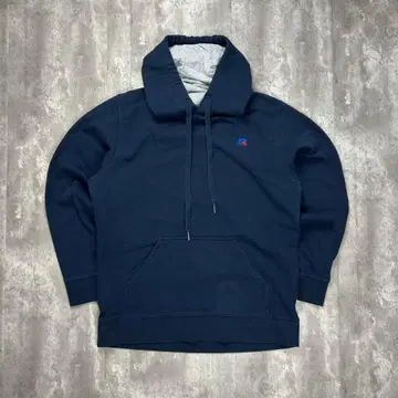 러셀 자수 로고 원 포인트 후드 맨투맨 네이비 L 6289