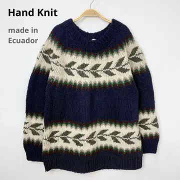 에콰도르제 두툼한 울 손뜨개질 노르딕 무늬 핸드 니트 S59b