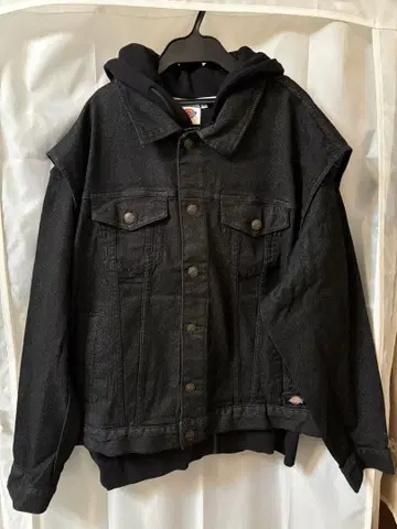 Dickies 디키즈 데님 베스트 도킹 후드티 레이어드 블랙