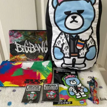 BIGBANG KRUNK 봉제 인형 쿠션 파우치 백 2개 캔 배지