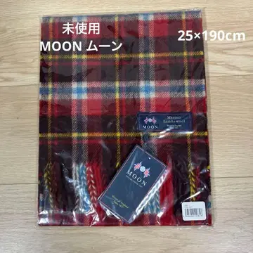 MOON Abrahammoon 타탄 체크 머플러 메리노울 영국제