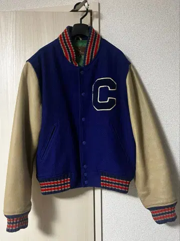 Back Street Crawler 바시티 자켓 충전솜 가죽 밑단