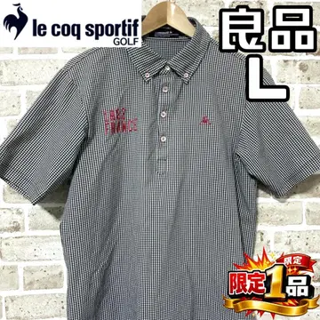 [ 선착순 ] 르꼬끄골프 남성용 반팔 피케 셔츠 L 사이즈 체크 무늬