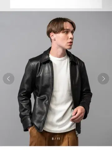 MR. OLIVE 블랙 가죽 자켓 라이더 자켓 천연 가죽 S