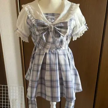 LIZLISA 체크 세일러 셋업 블루 (상의만, 스커트 미포함)