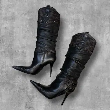 00s y2k archive leather longboots NANA