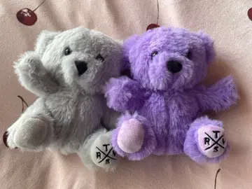 TRAVAS TOKYO 곰 봉제 인형 2개 세트 (그레이 퍼플)