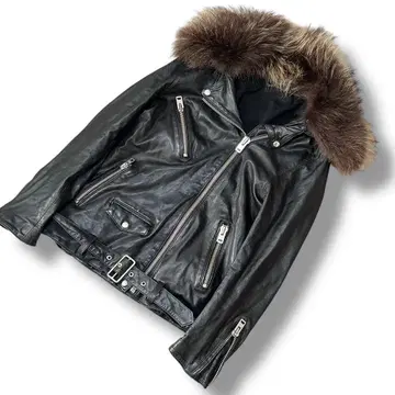 00s y2k SISII Grunge Fur Leather Jacket