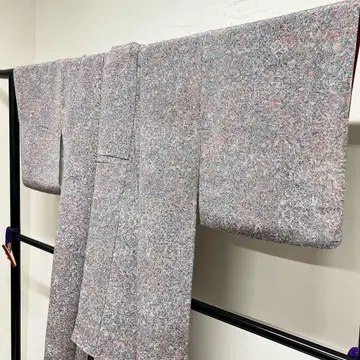 코몬 순수 실크 크레이프 원단 사라사 무늬 당초 꽃 기모노 065t