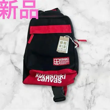 6SHIKI 캔버스 바디백 블랙/빨간색
