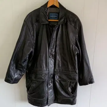 90s PIERRE BONEE leather car coat