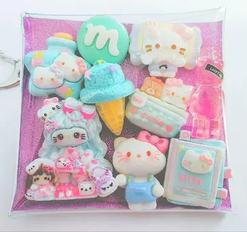 가챠 파우치 키링 갸루 키티 핑크 스카이블루 1