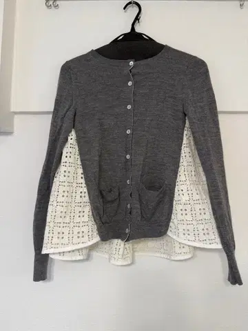 sacai luck 그레이 니트 가디건 레이스백
