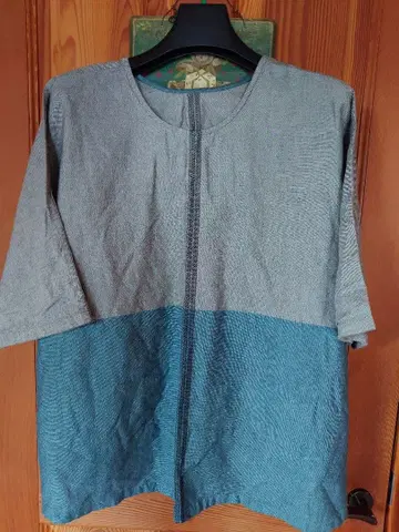 주말 가격 인하 tamaki niime 반팔 바이컬러 셔츠