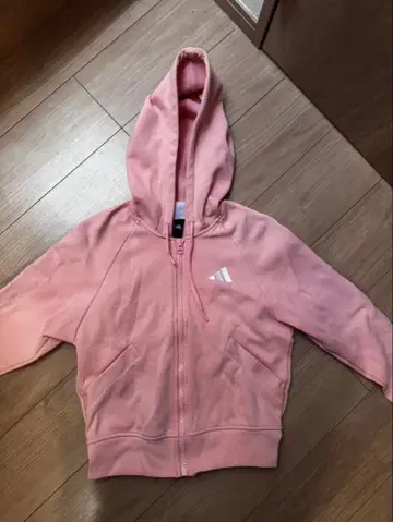adidas 핑크 후드 부착 후드티 XS