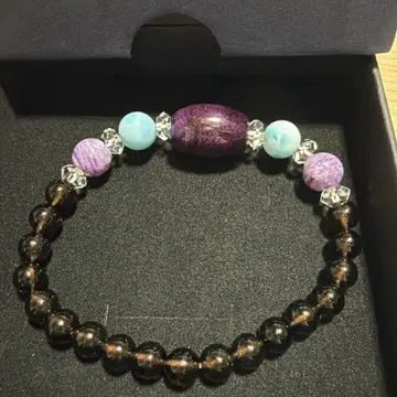 스기라이트 & 찰로아이트 & 라리마 & 모리온 & 수정 팔찌 16cm