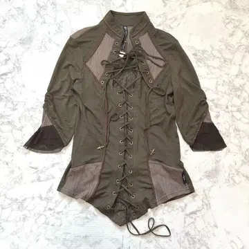 Ozz Croce 레이스업 상의 올리브